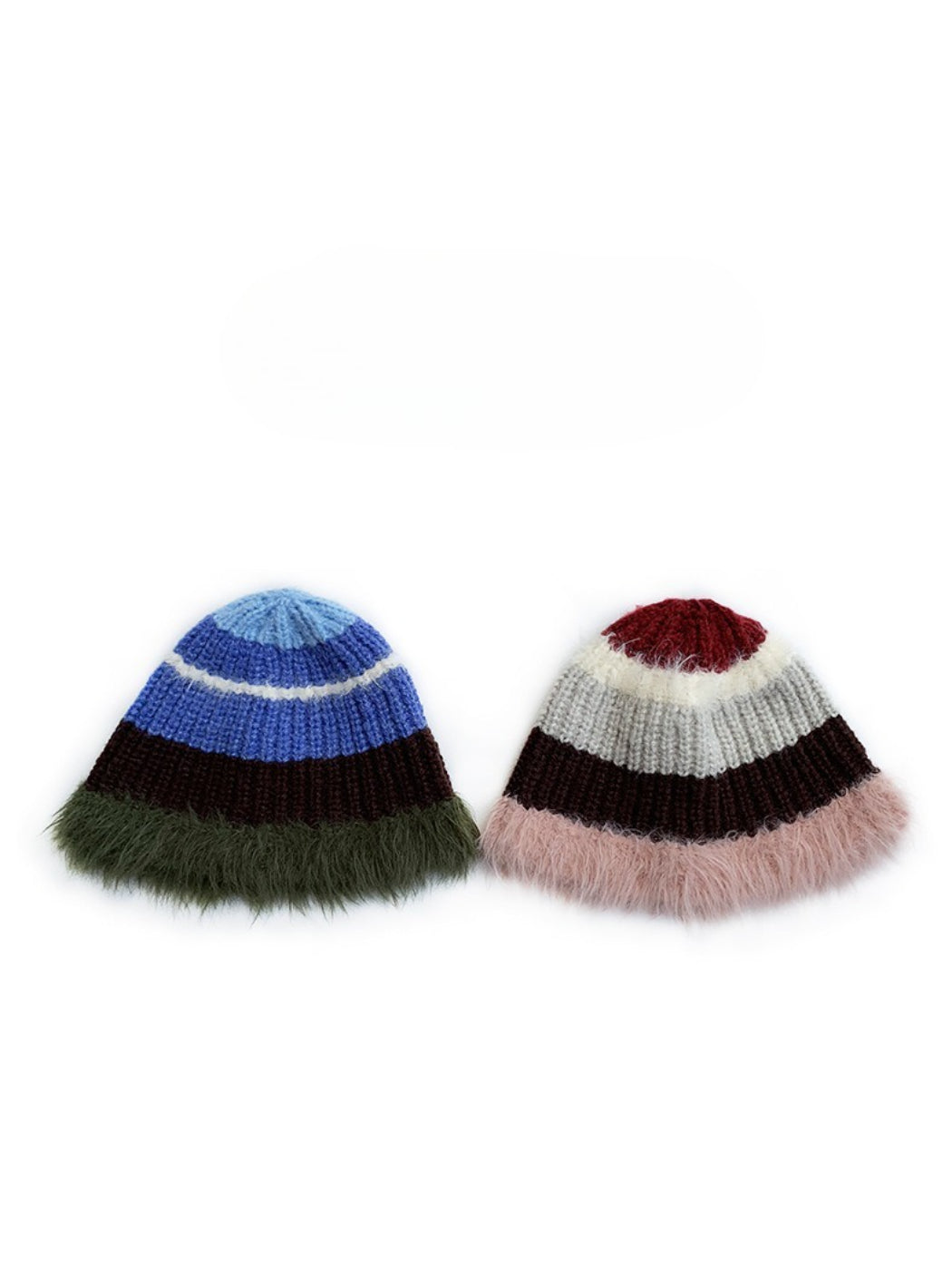 Haila - Colorblock Fuzzy Trim Knit Beanie