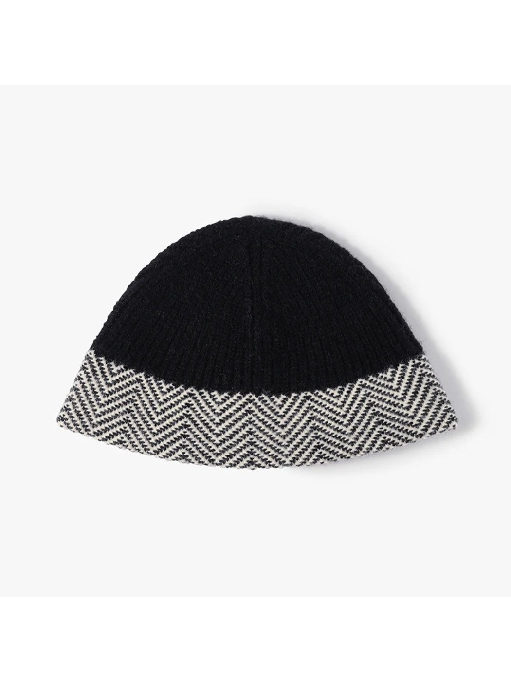 Haila - Herringbone Cuff Textured Knit Beanie
