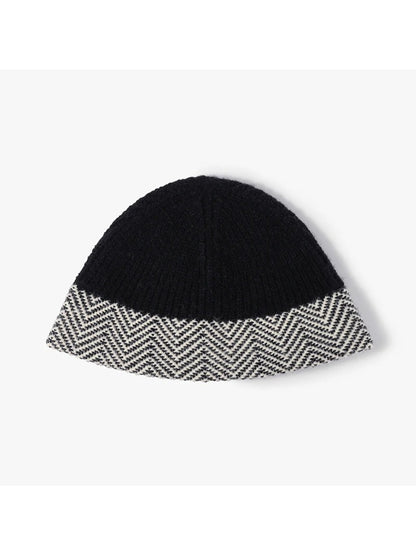 Haila - Herringbone Cuff Textured Knit Beanie