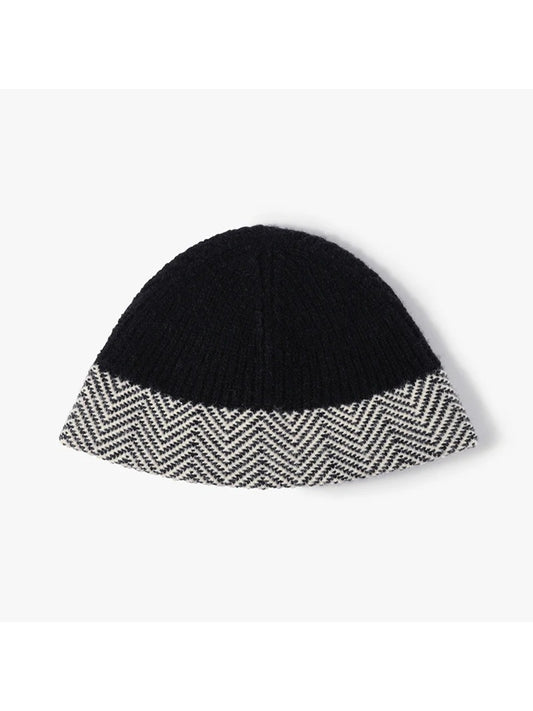 Haila - Herringbone Cuff Textured Knit Beanie