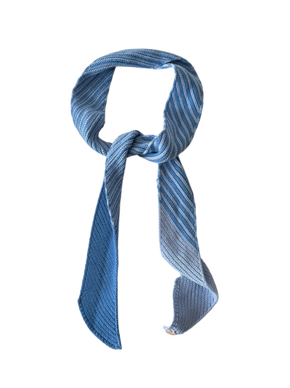 Scarvii - Color Block Diagonal Stripe Knit Skinny Scarf