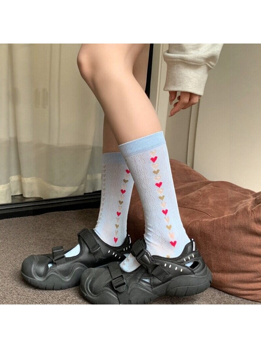 Rufia - Sweet Floral Mesh Crew Socks