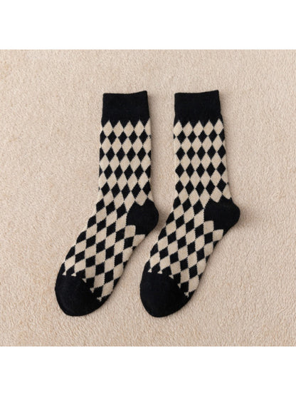 Rufia - Retro Argyle Warm Crew Socks