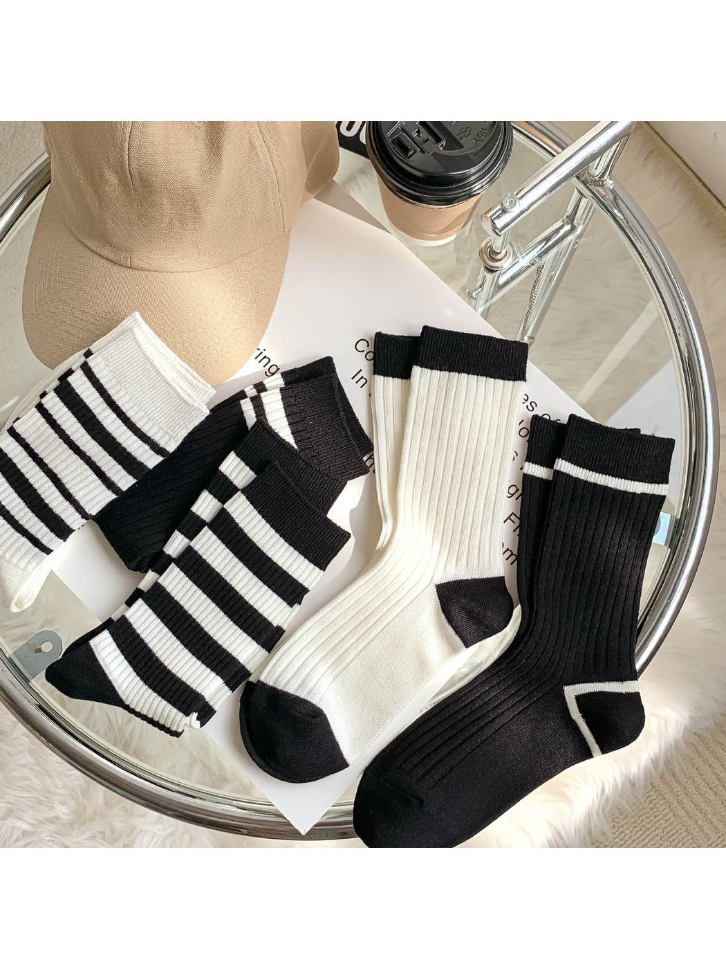 Rufia - Classic Stripe Ribbed Crew Socks