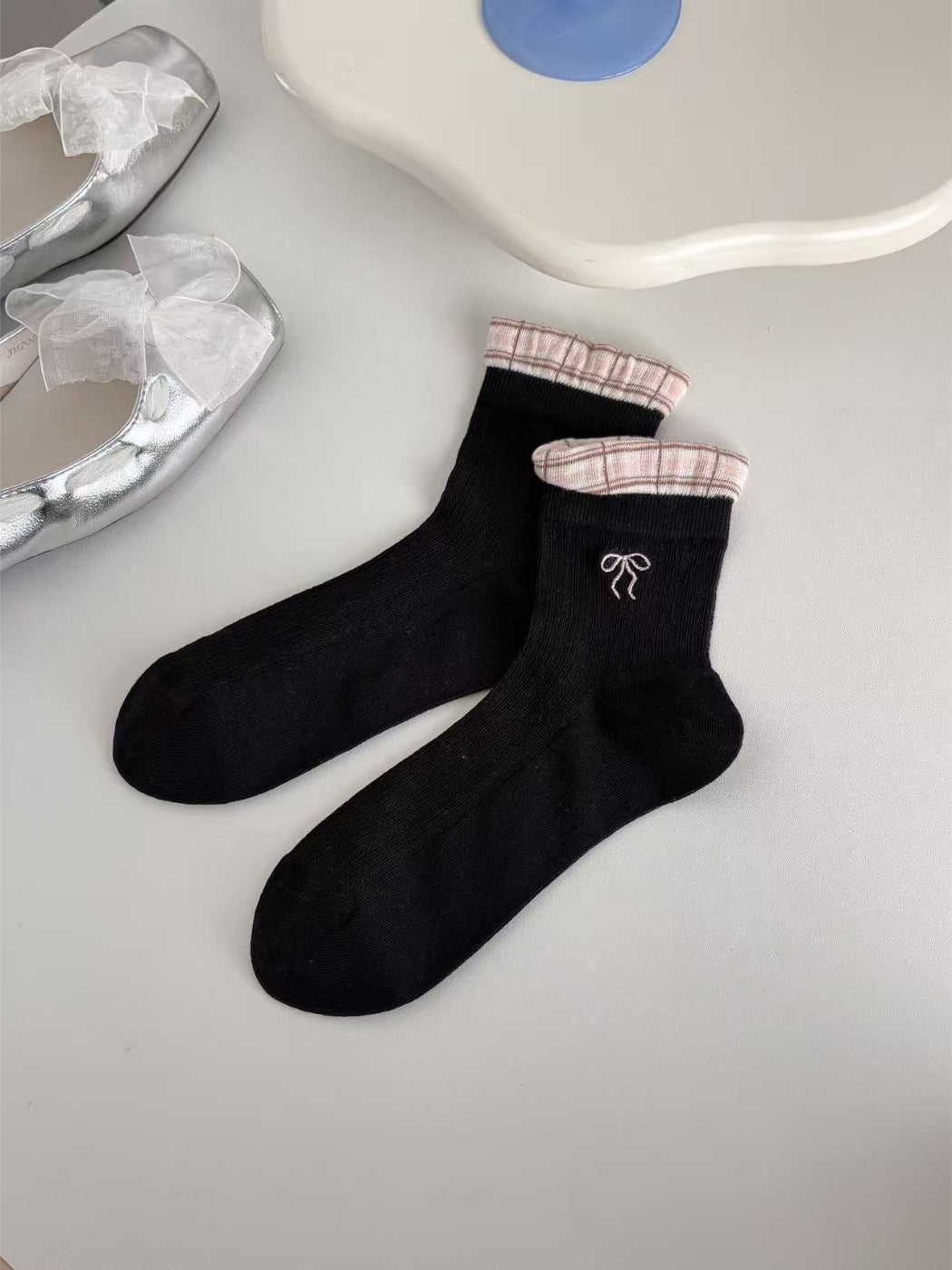 Rufia - Rib Knit Plaid Cuff Socks product image 9