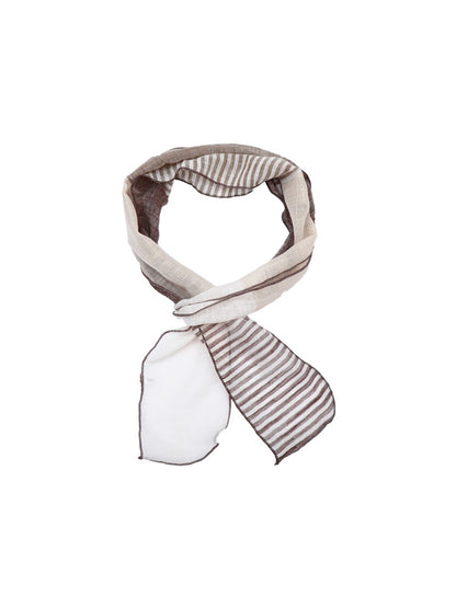 Scarvii - Striped Color Block Narrow Long Scarf