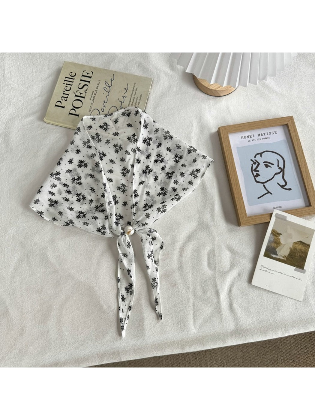Scarvii - Simple Style Floral and Polka Dot Triangle Scarf