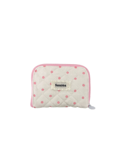 Cosbai - Polka Dot Diamond Quilted Zip Pouch