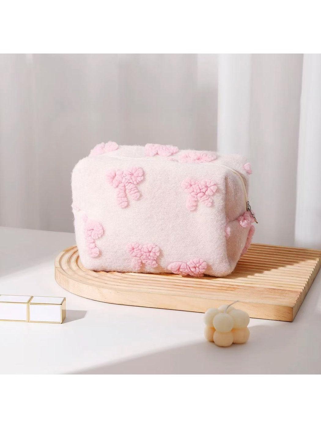 Cosbai - Bow Pattern Handheld Makeup Bag for Women