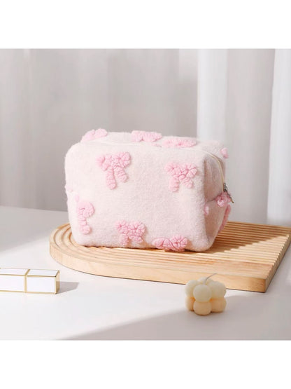 Cosbai - Bow Pattern Handheld Makeup Bag for Women