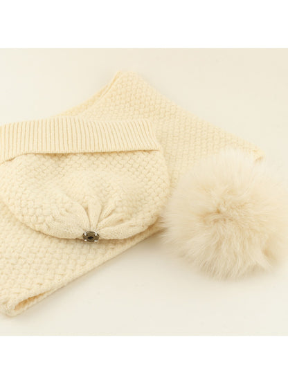 Haila - Brimless Knit Beanie and Scarf Set