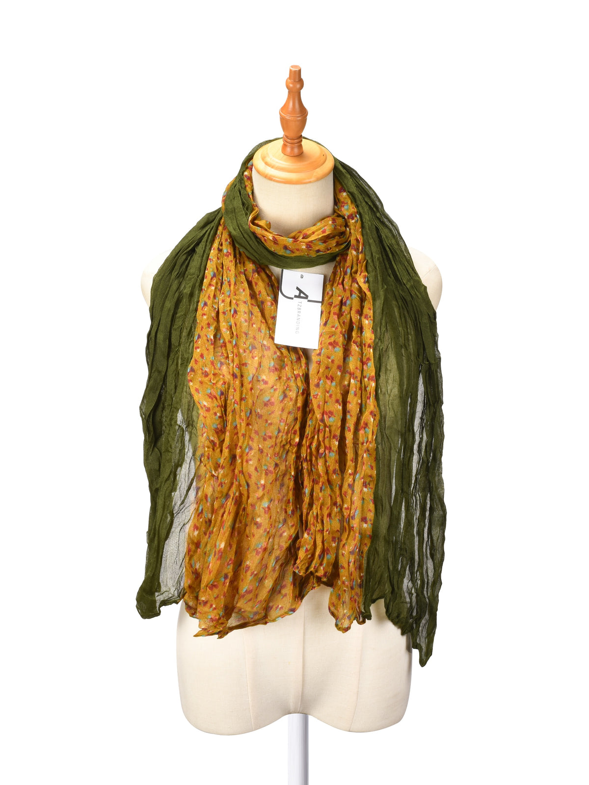 Scarvii - Vintage Floral Pattern Lightweight Ruched Scarf