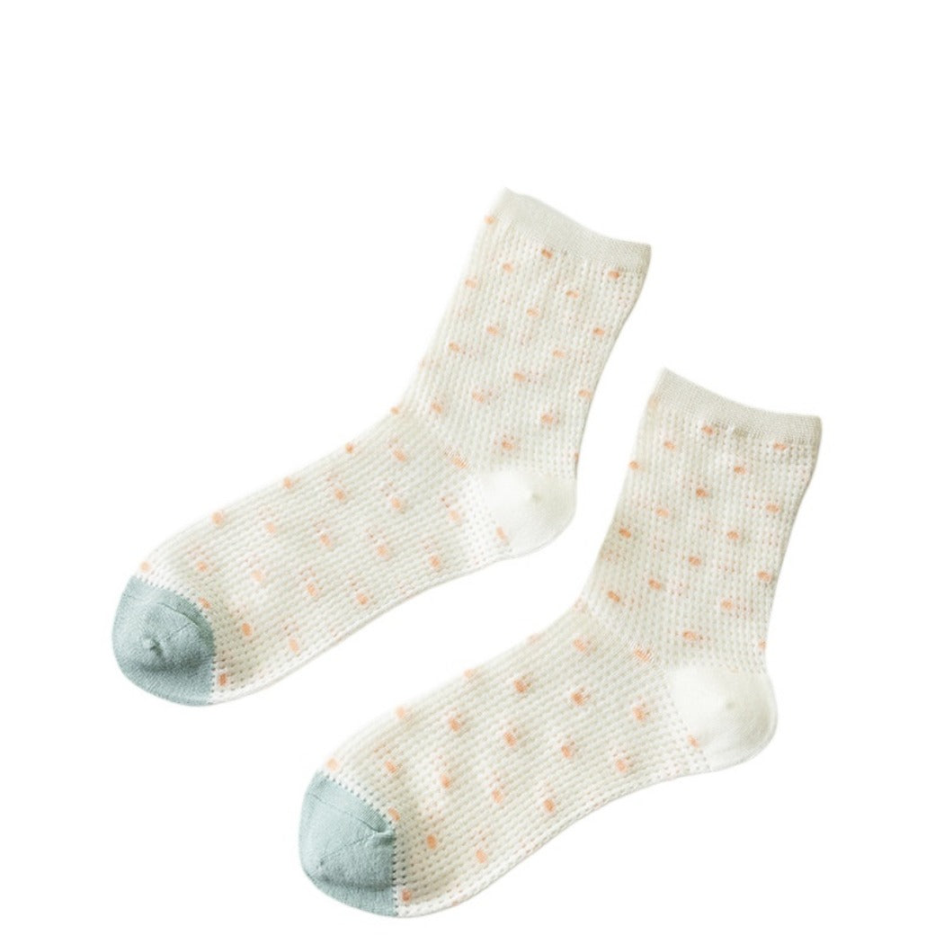 Rufia - Delicate Floral Mid-Calf Mesh Socks -Thin & Breathable