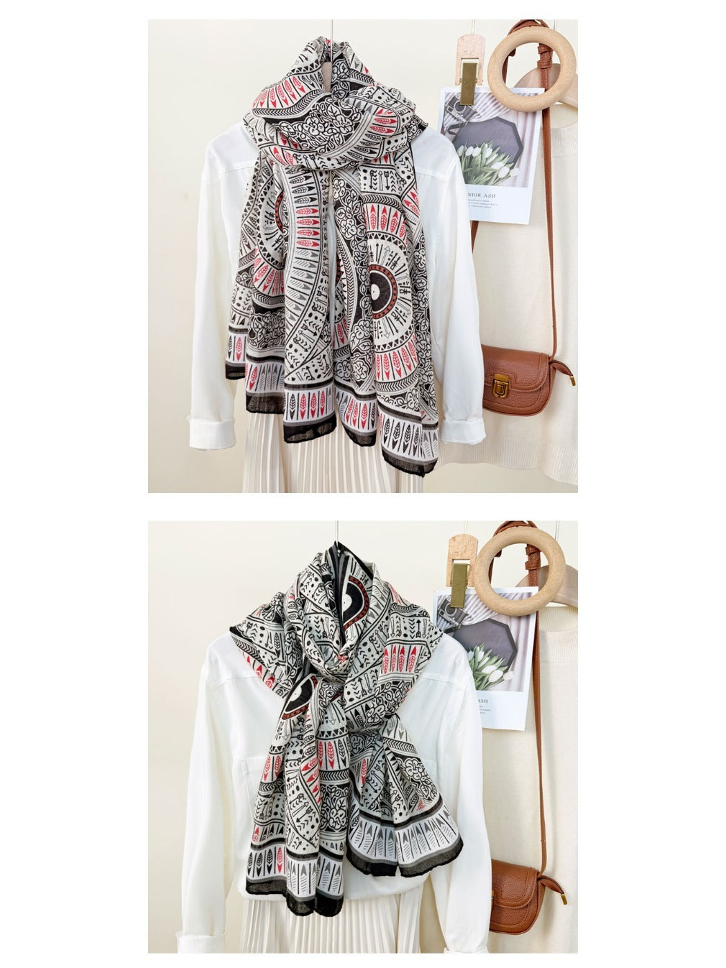 Scarvii - Geometric Print Scarf Shawl for Women