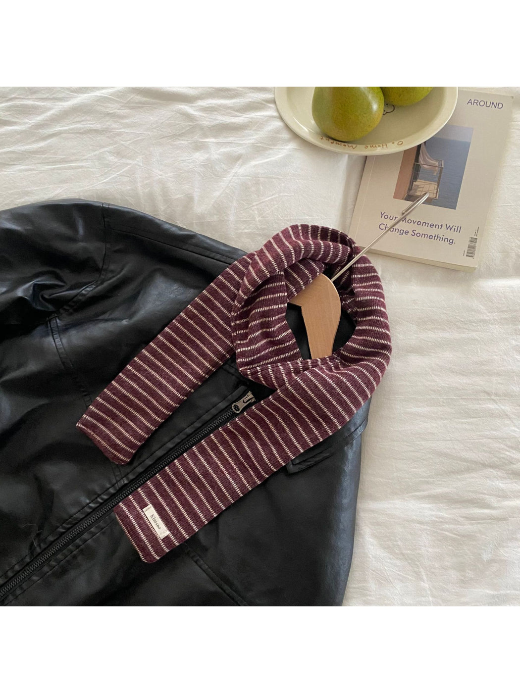 Scarvii - Fine Stripe Ribbed Knit Scarf
