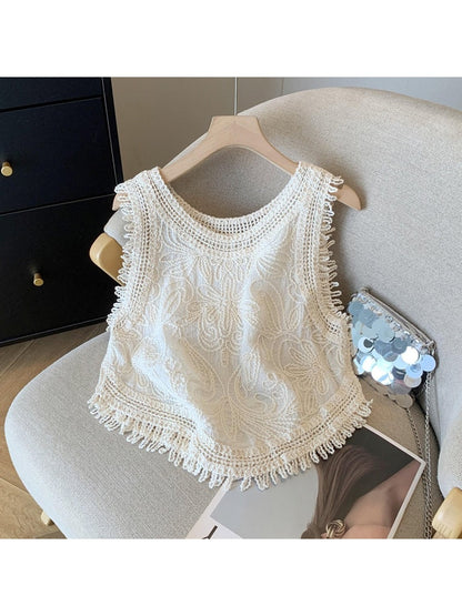 Crosa - Vintage Style Hollow Out Vest Top