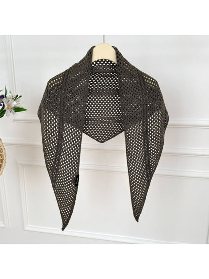 Scarvii - Openwork Mesh Knit Triangle Scarf