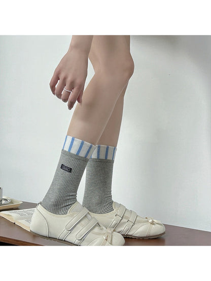 Rufia - Preppy Stripe Crew Socks - Sporty & Chic