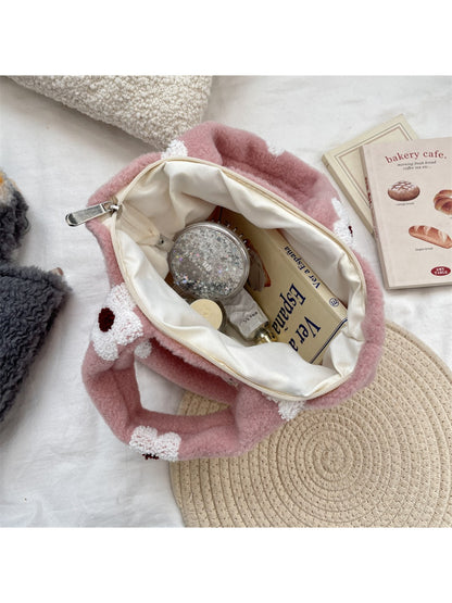 Cosbai - Mini Plush Flower Tote Bag