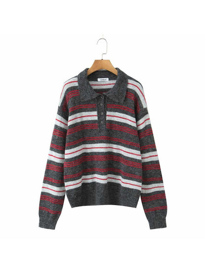 Crosa - Women S Fall Striped Knit Set Sweater
