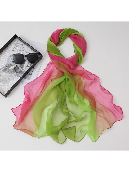 Scarvii - Gradient Color Block Sheer Scarf