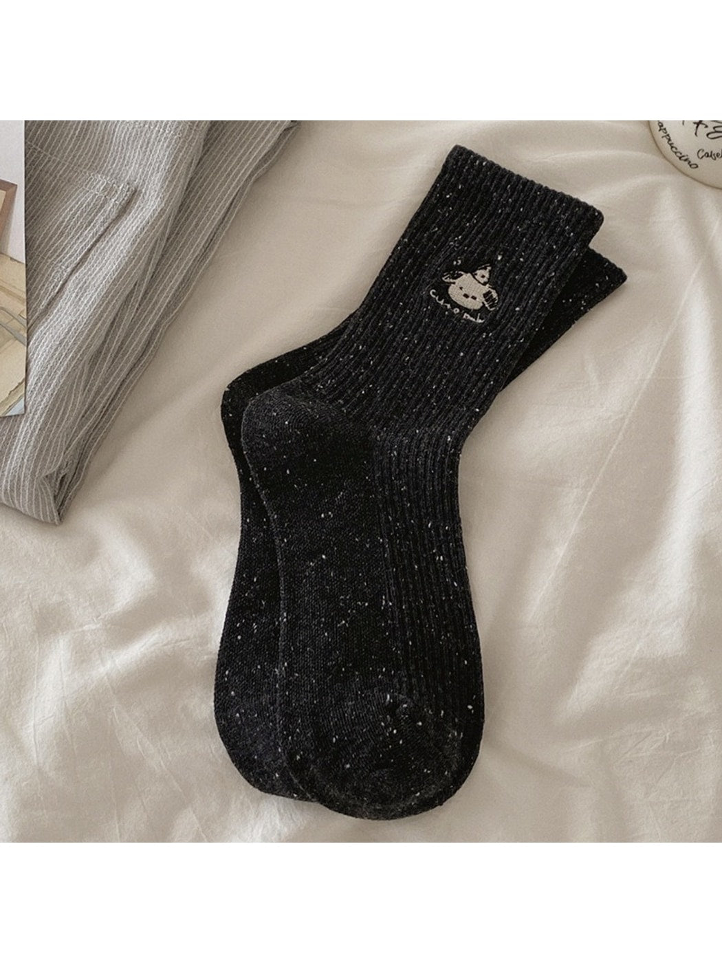 Rufia - Playful Mid Calf Dog Motif Crew Socks
