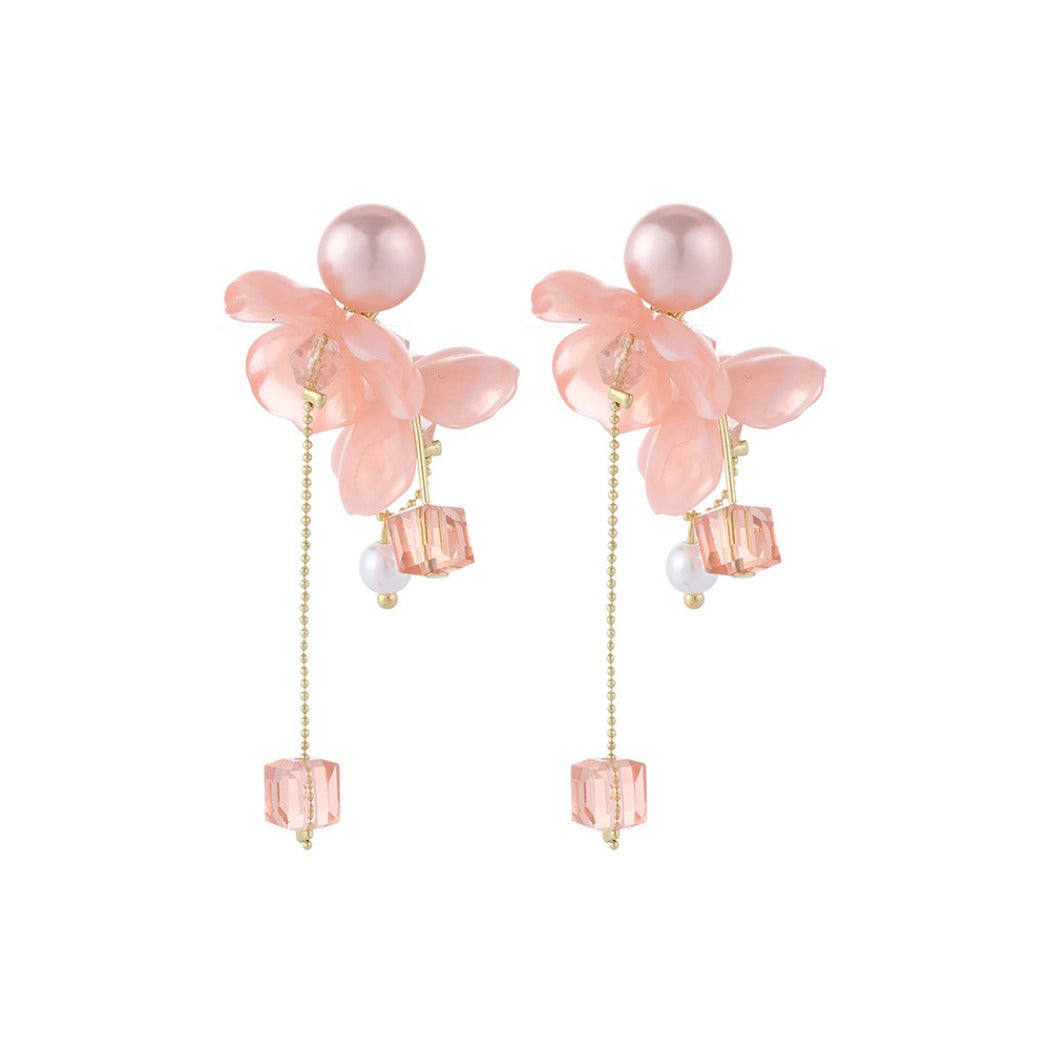 Earwish - French Style Pink Floral Beads Earrings - Romantic & Sweet