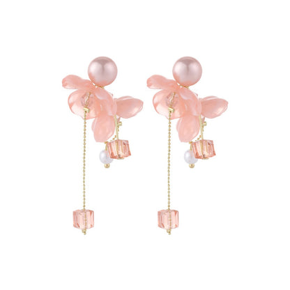 Earwish - French Style Pink Floral Beads Earrings - Romantic & Sweet
