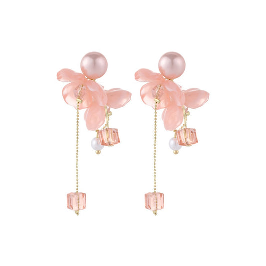 Earwish - French Style Pink Floral Beads Earrings - Romantic & Sweet