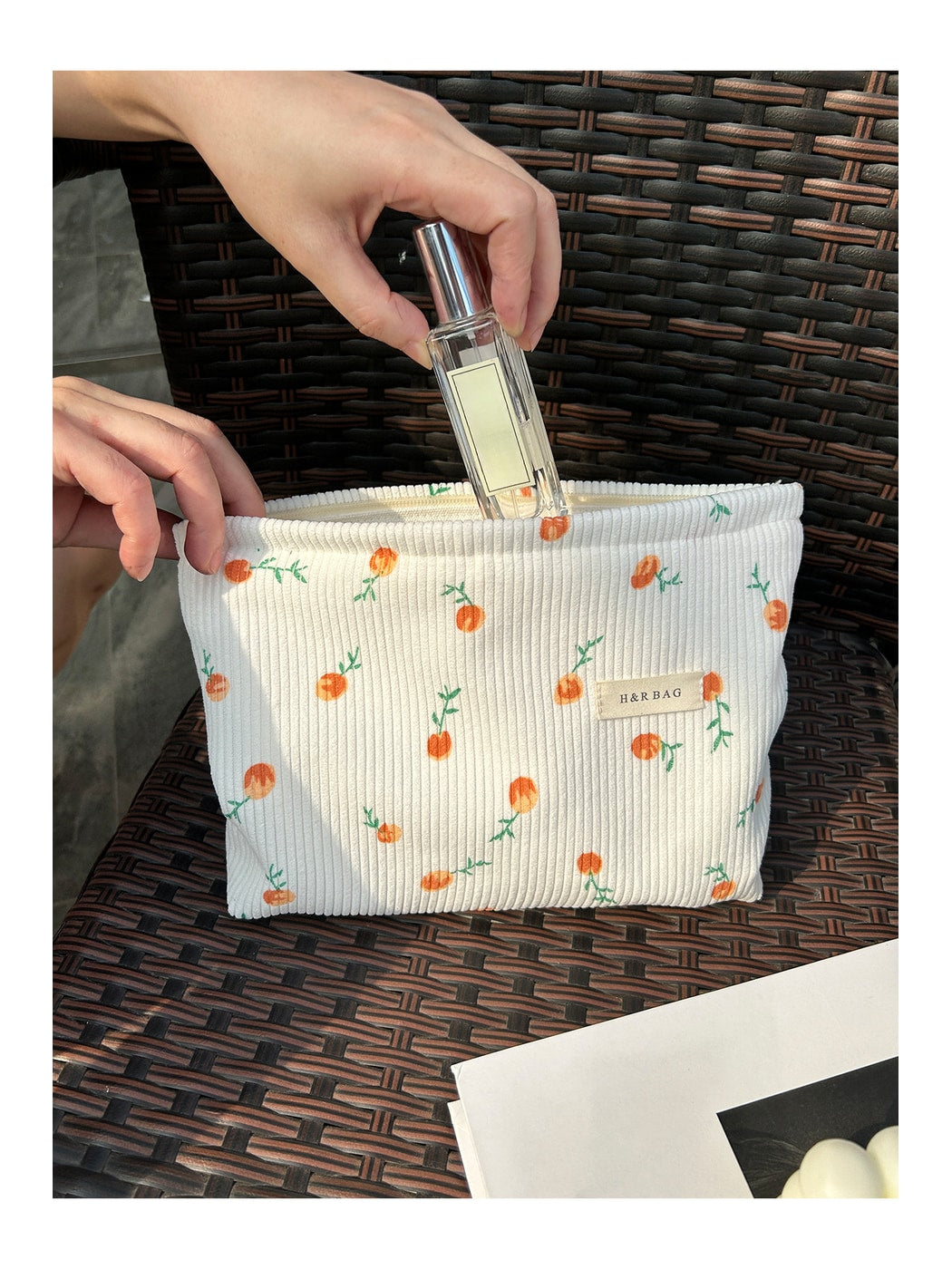 Cosbai - Striped and Printed Portable Cosmetic Bag