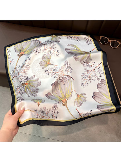 Scarvii - Floral Border Print Styling Square Scarf