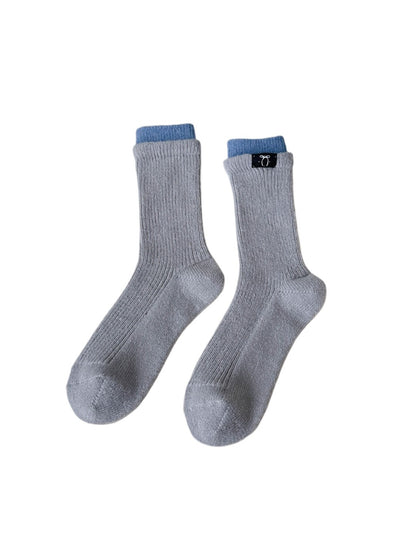 Rufia – Contrast Cuff Winter Socks with Bow Label