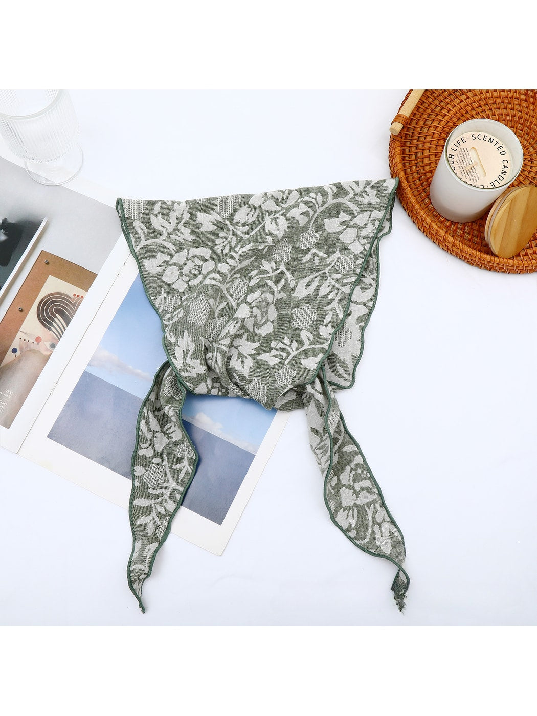Scarvii - Rose Print Multi Use Triangle Bandana