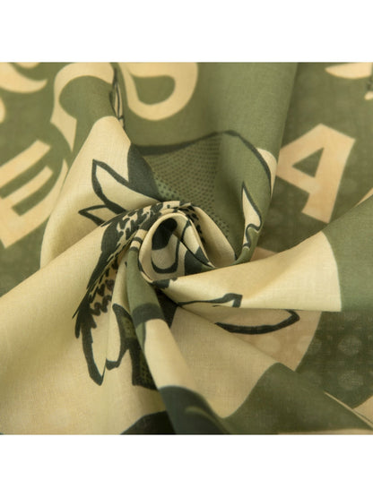 Scarvii - Animal Print Floral Border Square Scarf