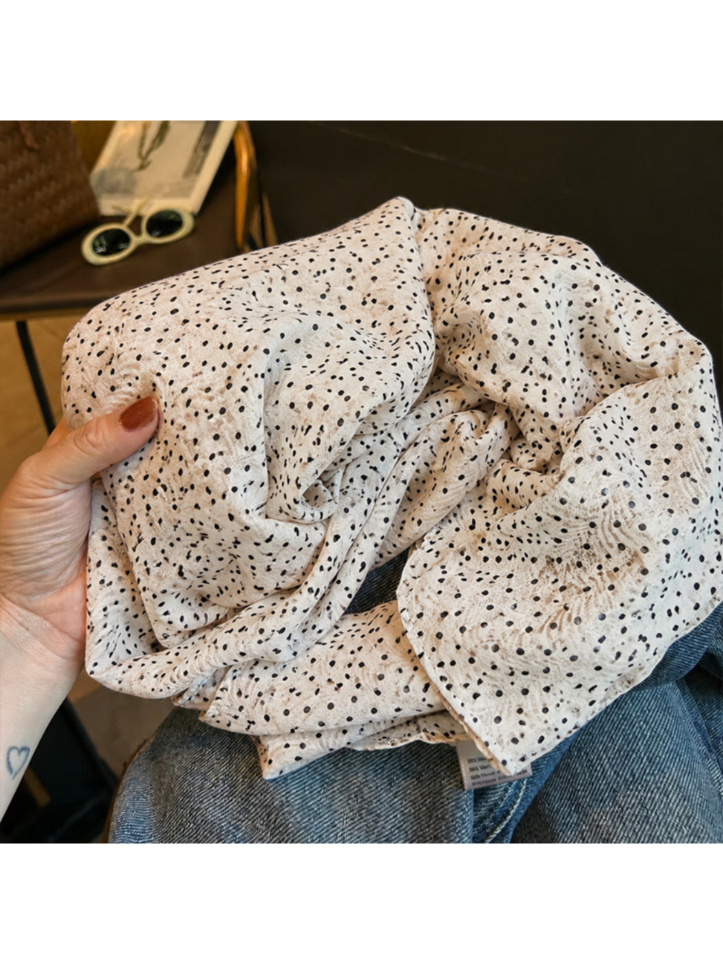 Scarvii - Scattered Dot Gold Foil Scarf