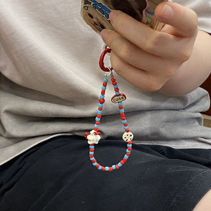 Cutie Red Blue Star Beaded Phone Strap additional product view