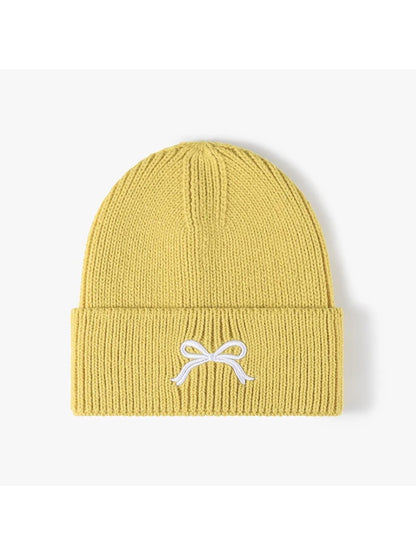 Haila - Bow Embroidered Cuffed Knit Beanie