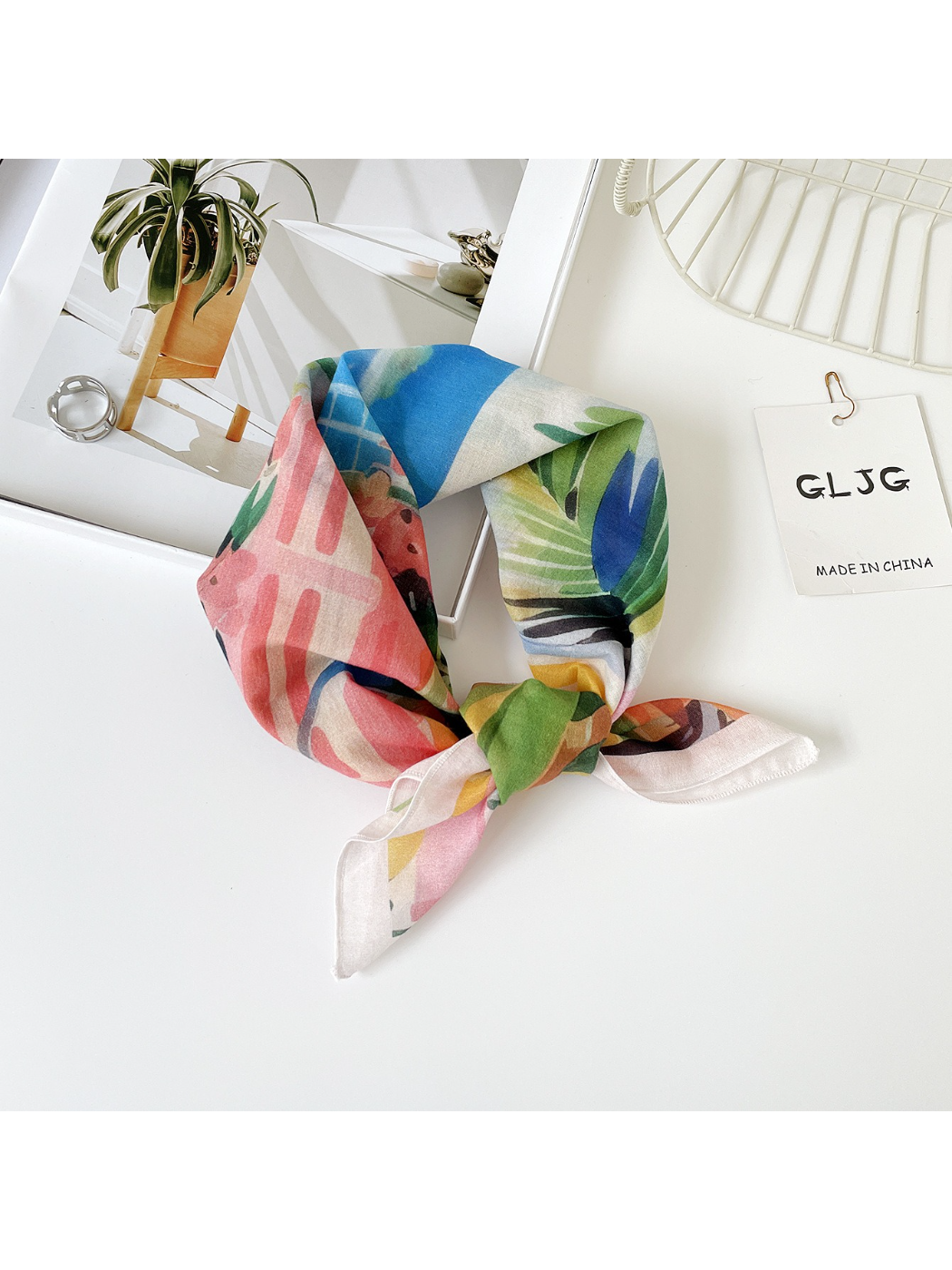 Scarvii - Painted Coastal Floral Square Scarf