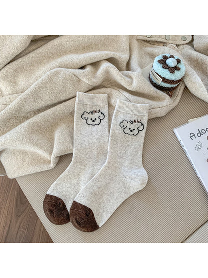 Rufia - Cute Bear Face Crew Socks