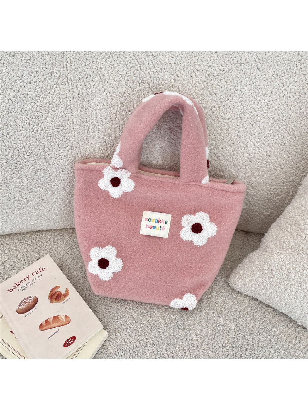 Cosbai - Mini Plush Flower Tote Bag