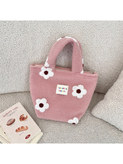 Cosbai - Mini Plush Flower Tote Bag