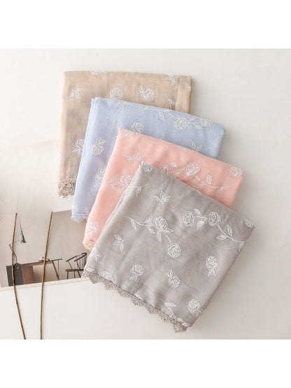 Scarvii – Soft Rose Pattern Light Layer Scarf
