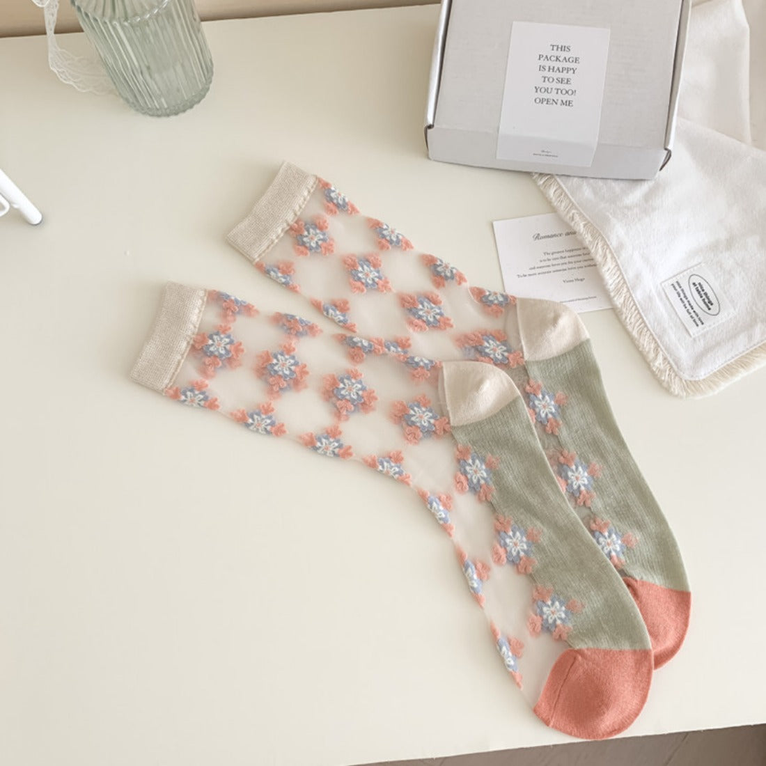 Rufia - Summer Floral Sheer Socks