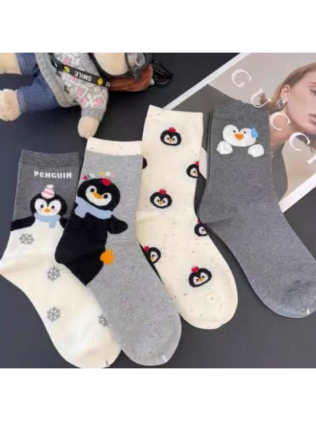 Rufia - Playful Penguin Design Soft Crew Socks product image 1
