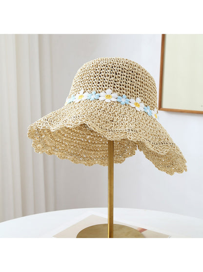 Haila - Daisy Trim Wide Brim Women's Summer Sun Hat