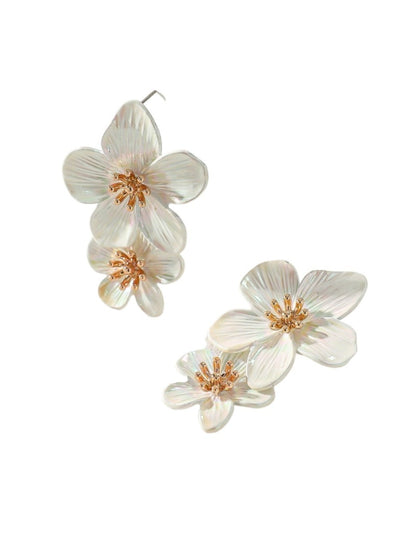 Earwish - Double Layer Flower Ear Studs - Minimalist & Elegant