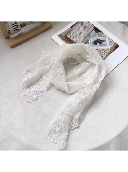 Scarvii - Elegant Sheer Embroidered Long Scarf