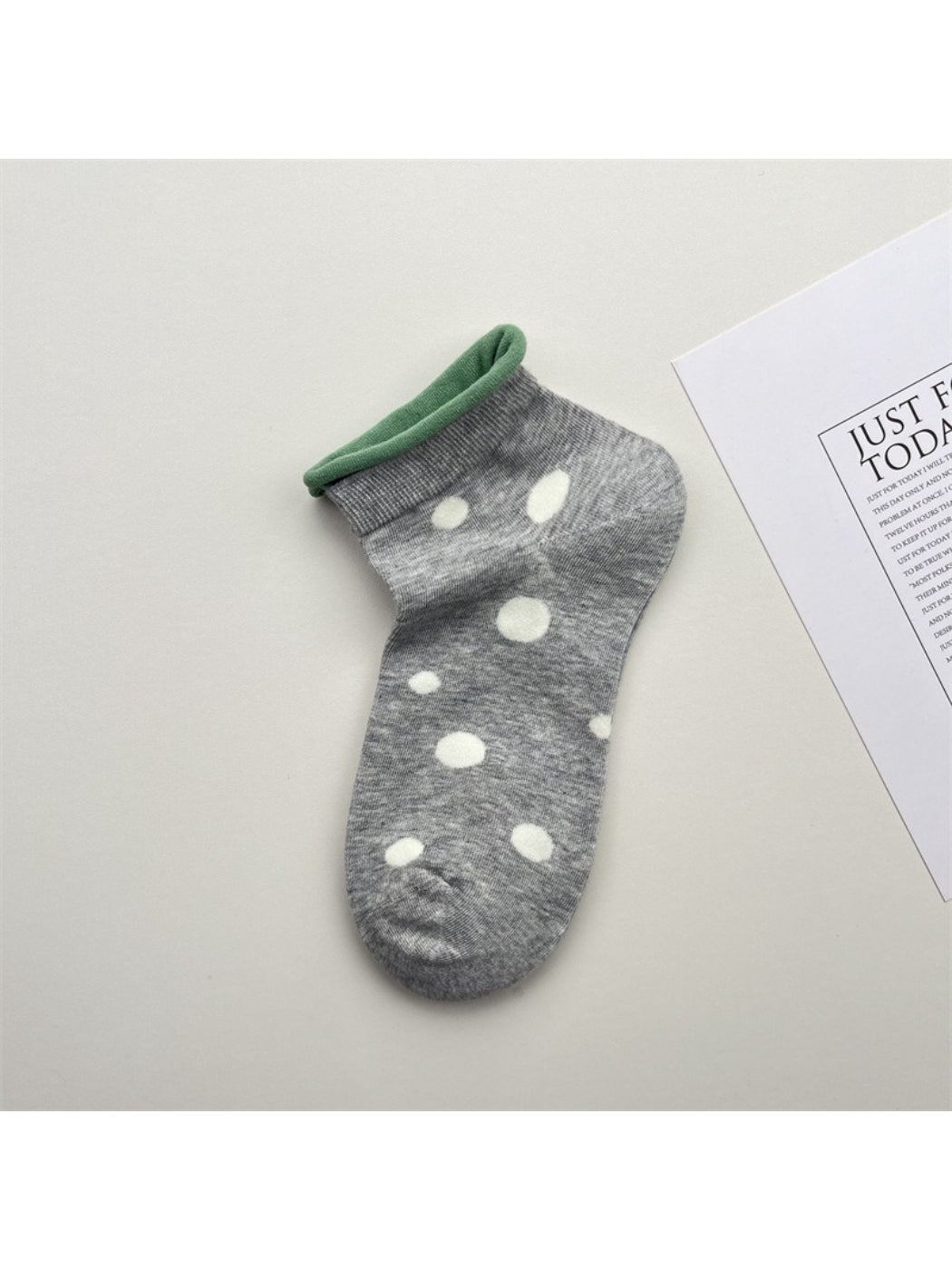 Rufia Dot Color Block Low Cut Socks worn on feet showing low cut style