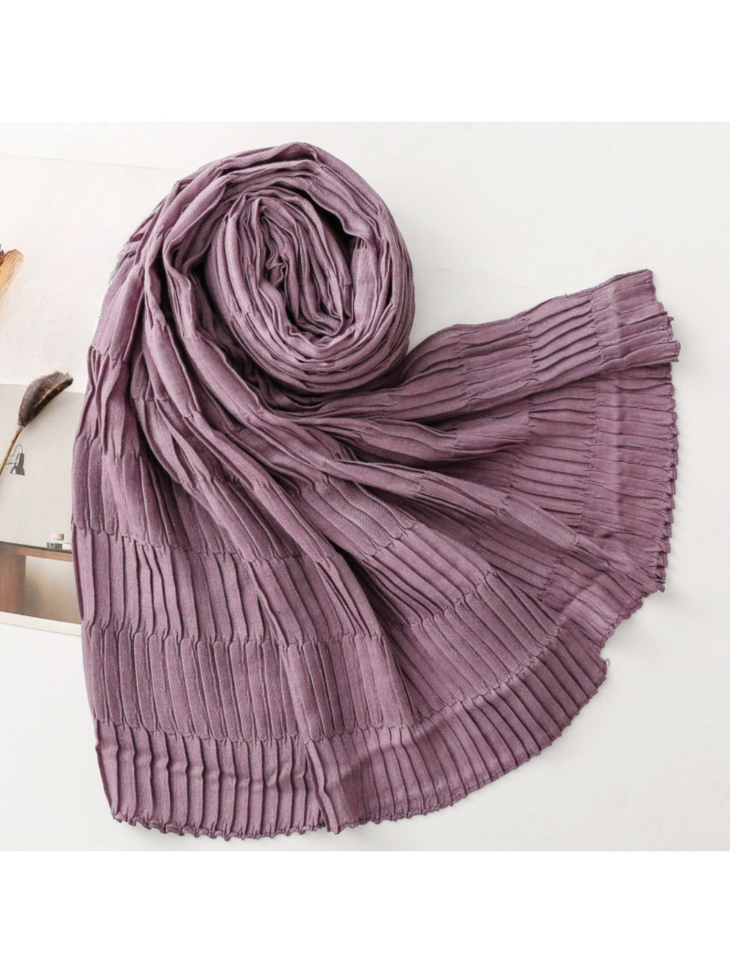 Scarvii - Textured Pleated Finish Long Scarf