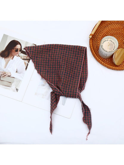 Scarvii - Elegant Checked Print Triangle Bandana